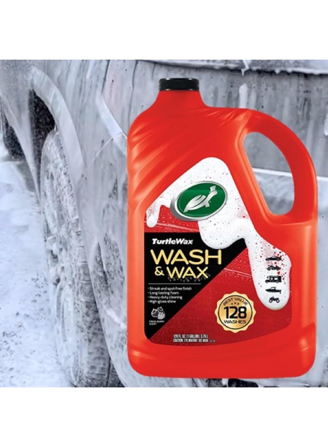 TurtleWax Turtle Wax Wash & Wax 1 Gallon Car Wash Liquid 2 Pcs, (3.79L per Pack) High-Foam Concentrated Car Soap with Carnauba Wax, Streak-Free Shine, 256 Total Washes, Deep Cleaning for Cars, Trucks & RVs, Fresh Berry Scent, 128 Fl Oz, Pack of 2 - Image 3